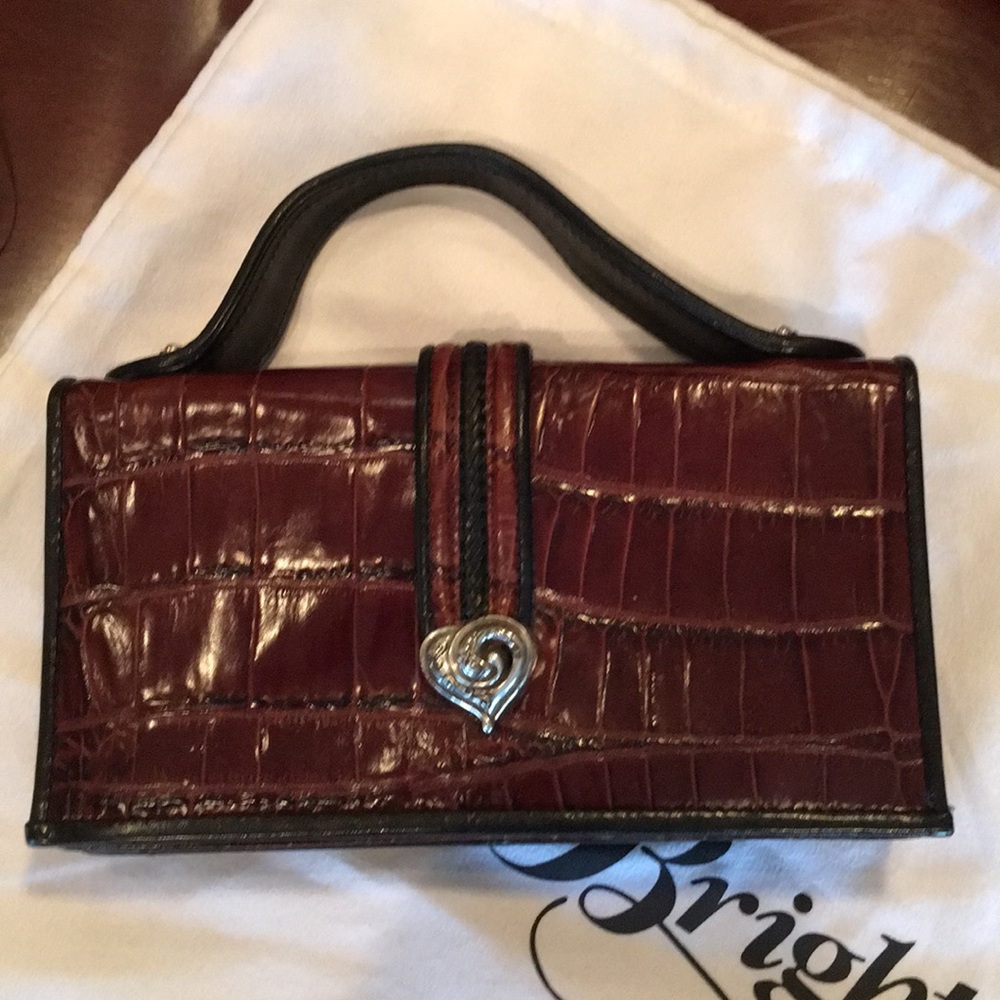 Brighton Clutch/Wallet Croc Br/Blk With Handle